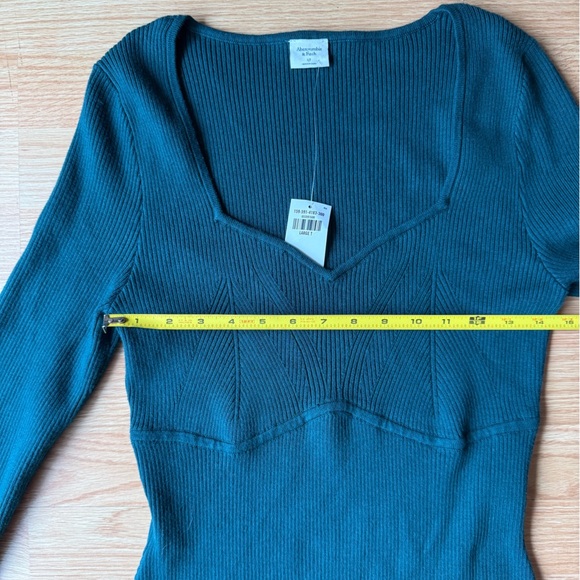 NWT Abercrombie & Fitch Knit  Sweater Dress Forest Green Size Large Holiday - Picture 7 of 7